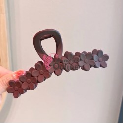 Clama pentru prins parul tip cleste CLM014BB Ciocolatiu cu floricele